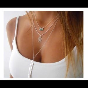 NWT beads and feather necklace